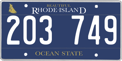 RI license plate 203749