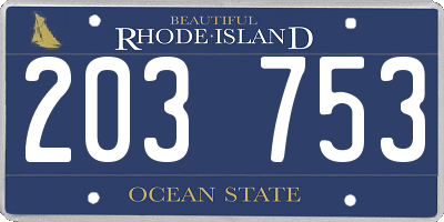 RI license plate 203753