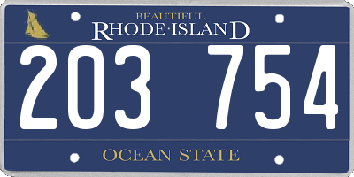 RI license plate 203754