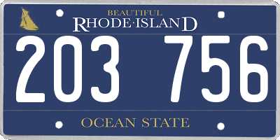 RI license plate 203756