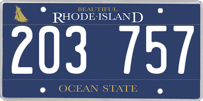 RI license plate 203757