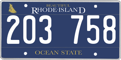 RI license plate 203758