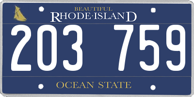 RI license plate 203759