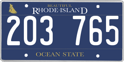 RI license plate 203765