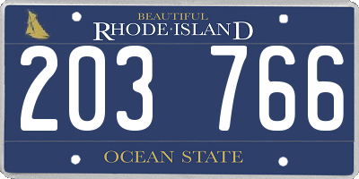 RI license plate 203766