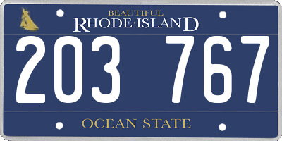 RI license plate 203767