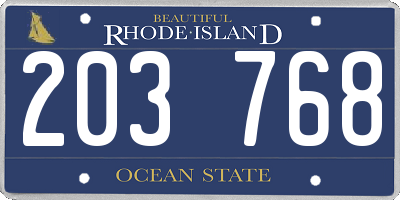RI license plate 203768
