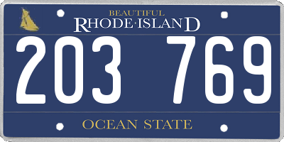 RI license plate 203769