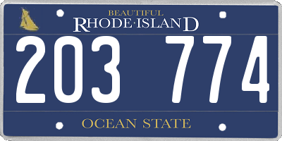 RI license plate 203774