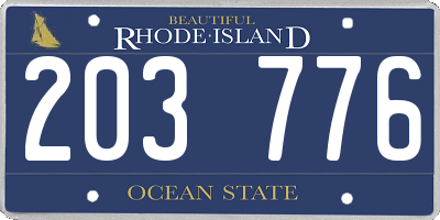 RI license plate 203776