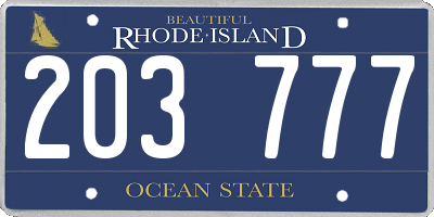RI license plate 203777