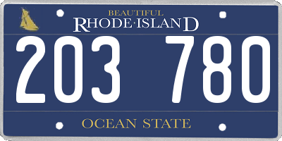 RI license plate 203780