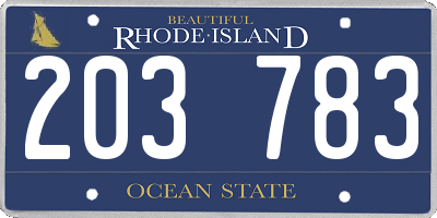 RI license plate 203783