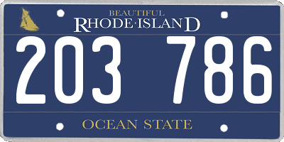 RI license plate 203786