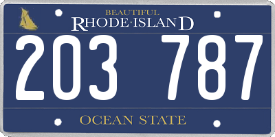 RI license plate 203787