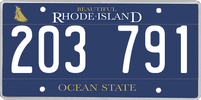 RI license plate 203791