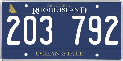 RI license plate 203792