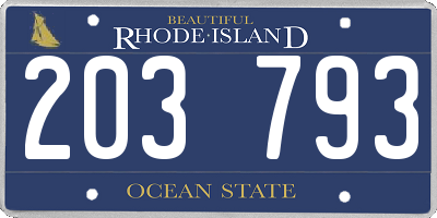 RI license plate 203793