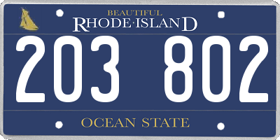RI license plate 203802