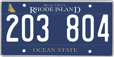 RI license plate 203804