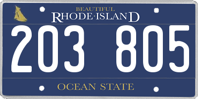 RI license plate 203805