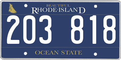 RI license plate 203818