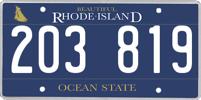 RI license plate 203819