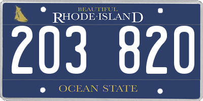 RI license plate 203820