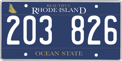 RI license plate 203826