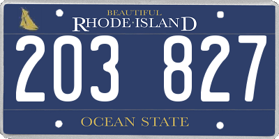 RI license plate 203827