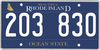 RI license plate 203830