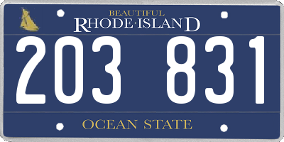 RI license plate 203831
