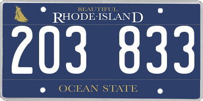 RI license plate 203833