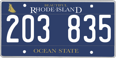 RI license plate 203835