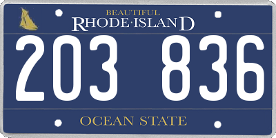 RI license plate 203836