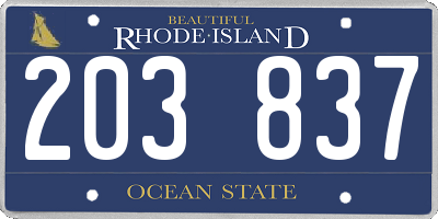 RI license plate 203837