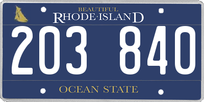 RI license plate 203840
