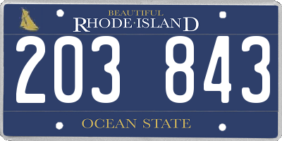RI license plate 203843