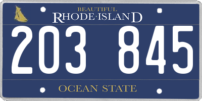 RI license plate 203845