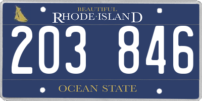 RI license plate 203846