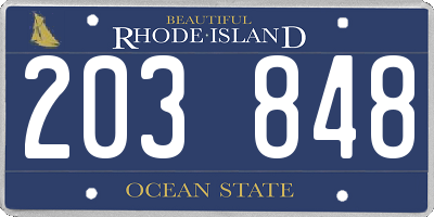 RI license plate 203848