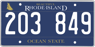 RI license plate 203849