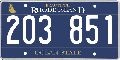 RI license plate 203851