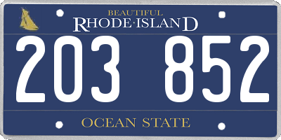 RI license plate 203852