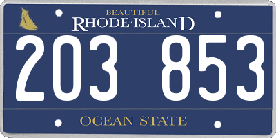 RI license plate 203853