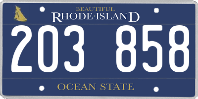 RI license plate 203858