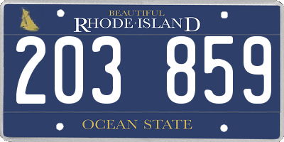 RI license plate 203859