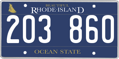 RI license plate 203860