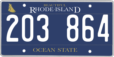 RI license plate 203864