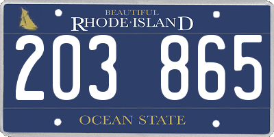 RI license plate 203865